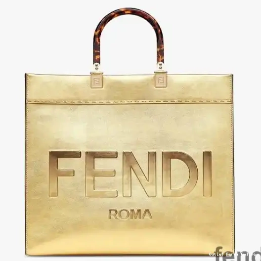 Affordable Logo Leather ROMA Bag In Medium Shopper Sunshine Fendi Calf Gold 0303