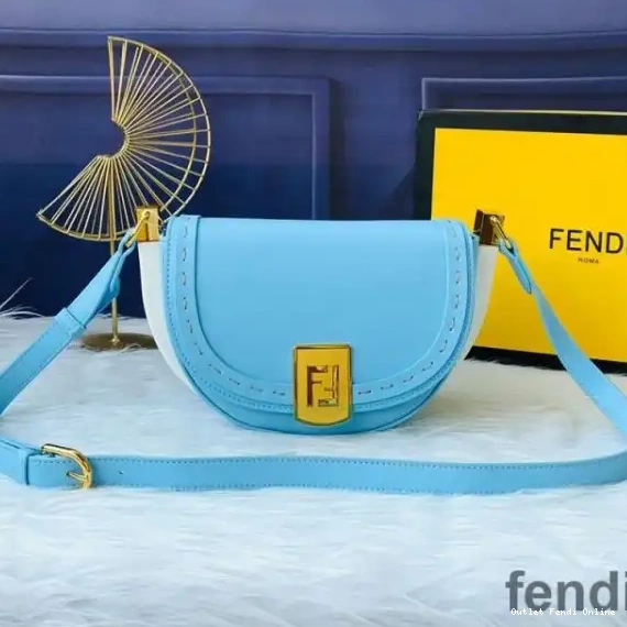 Affordable Bag Moonlight Leather ROMA Fendi Calf Blue In Logo 0311